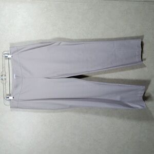 02168 Chico's tan side zip stretch straight leg slacks 2.5 14